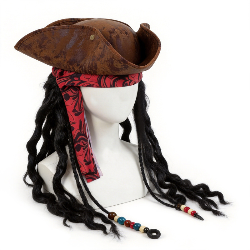 Caribbean Wig Halloween Costume Party Props COS Holiday Pirate Captain Jack Skellington Headband Wig Set Caribbean Wig Halloween Costume Party Props COS Holiday Pirate Captain Jack Skellington Headband Wig Set