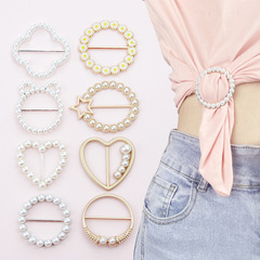 衣角打結扣韓版T恤襯衫下擺固定裝飾扣珍珠紐扣百搭衣服打結扣環