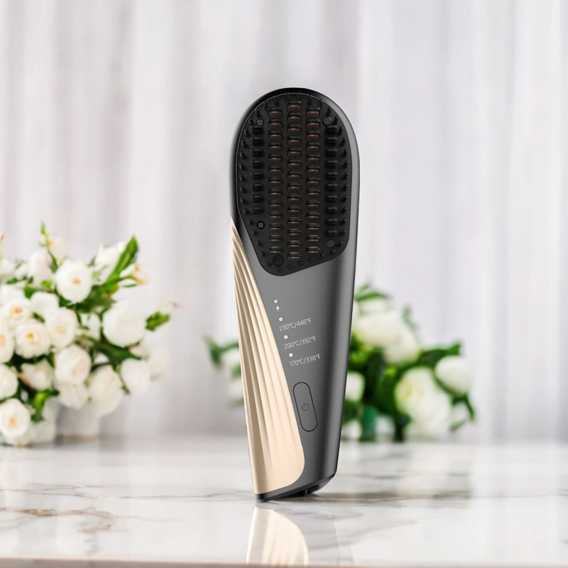 新しい長持ちするマイナスイオンヘアケア抗火傷ミニポータブルスタイリングコームハイパワー高速加熱ワイヤレスヘアストレートニングコーム|undefined