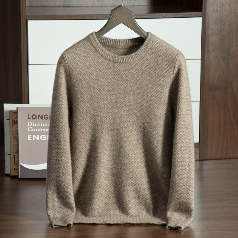 Autumn/Winter cashmere sweater for men three-strand five-pin thick round neck osmanso needle business casual pullover sweater