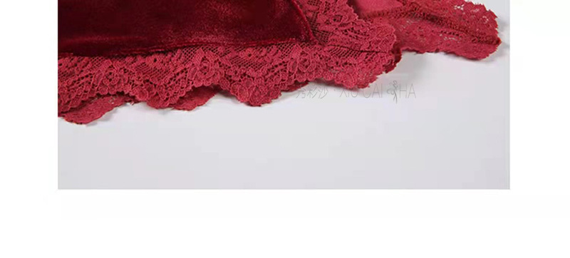 Lace Gold Velvet Babydoll Lingerie Set with Thong, Open-Bust Style, One Size — detail image 28