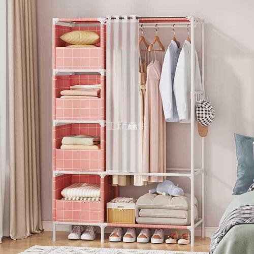 Simple Wardrobe Fabric Home Use Minimalist Modern Bedroom Dustproof Economical Wardrobe Storage Multifunctional Hanger Rental