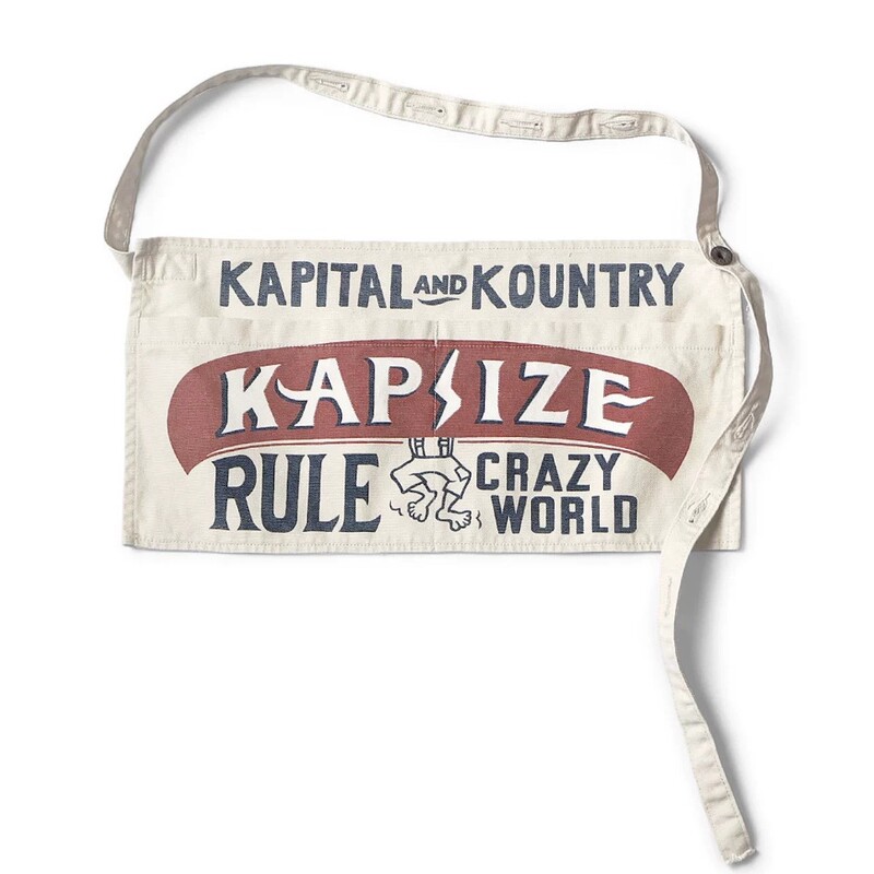 Japanese-Style Kapital Vintage Letter Canvas Denim Apron Waist Bag with Unique Design and Button Closure for Men and Women