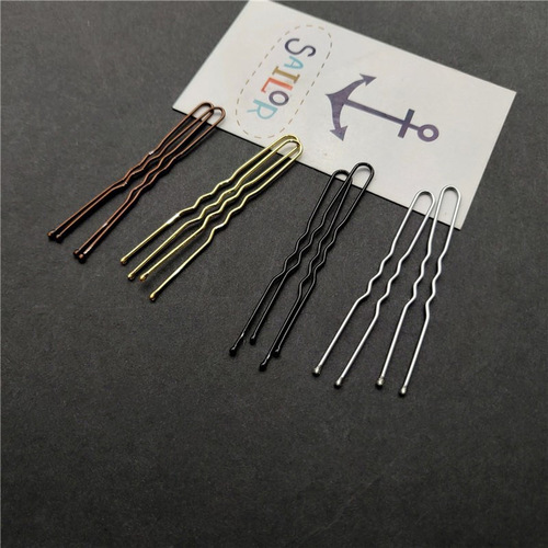 Cross-border 6cm U-shaped clip black non-turning hairpin pin ball head fixed hairpin clip hair accessories headwear wholesale