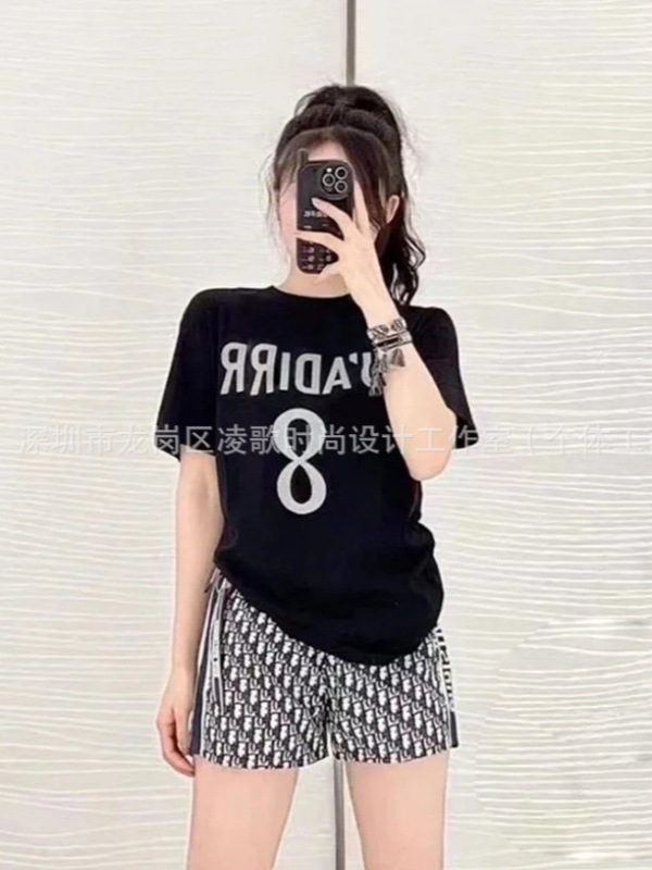 LENGE南油DR25夏デジタル8文字裏面プリントラウンドネック半袖Tシャツレディーストップス万能トレンド|undefined