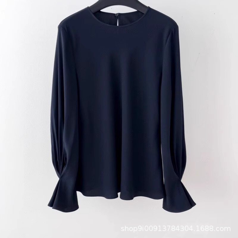 So Charming and Gentle Elegant! ! Gia Version of Work Clothing Bias-Cut Acetate Top Women's High-End Shirt