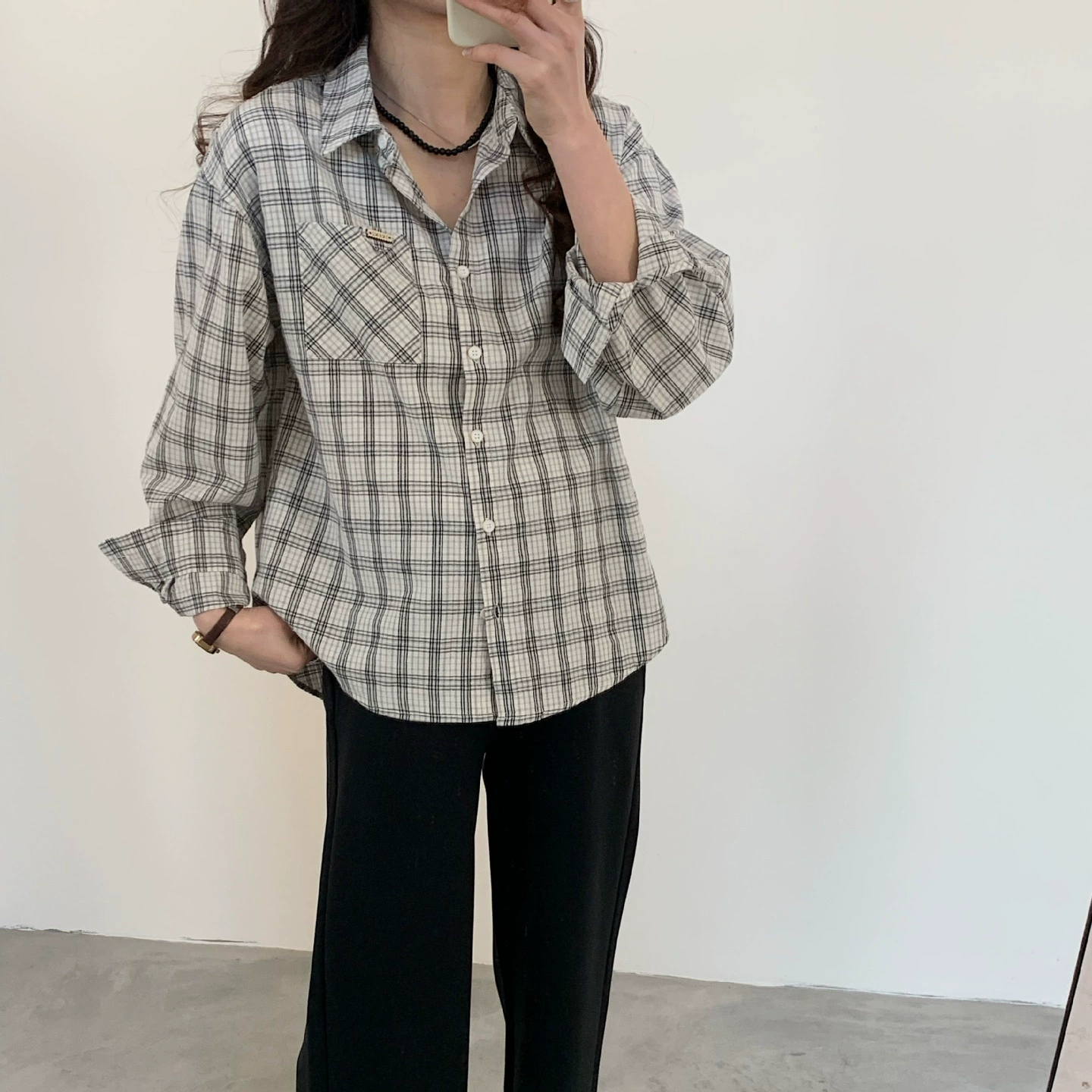 Весенняя новая корейская версия платья для беременных с отворотом в клетку рубашка модная повседневная дышащая кожа с длинными рукавами на рубашке для беременных