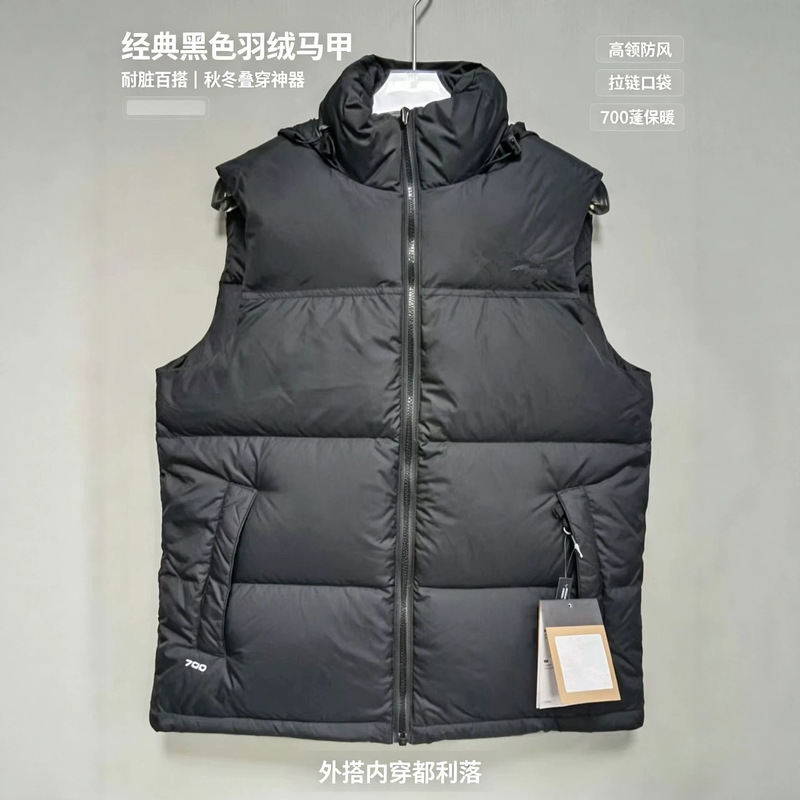 Beijiajian 1996 down jacket vest, unisex, TNF700, puffy embroidery, stand-up collar, thickened, contrasting color design Beijiajian 1996 down jacket vest, unisex, TNF700, puffy embroidery, stand-up collar, thickened, contrasting color design