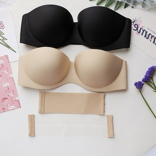 Strapless Half-Cup Push-Up Small Breast Push-Up Bra with Side Retraction, Invisible Glossy, Traceless, Non-Slip, Anti-Exposure Women's Underwear