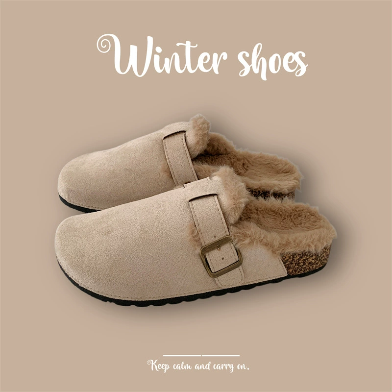 Birkenstock балетка без носка полупр тапочки для женщин, бархатные тёплые домашние и уличные тапочки 2025 осень и зима новые Birkenstock обувь