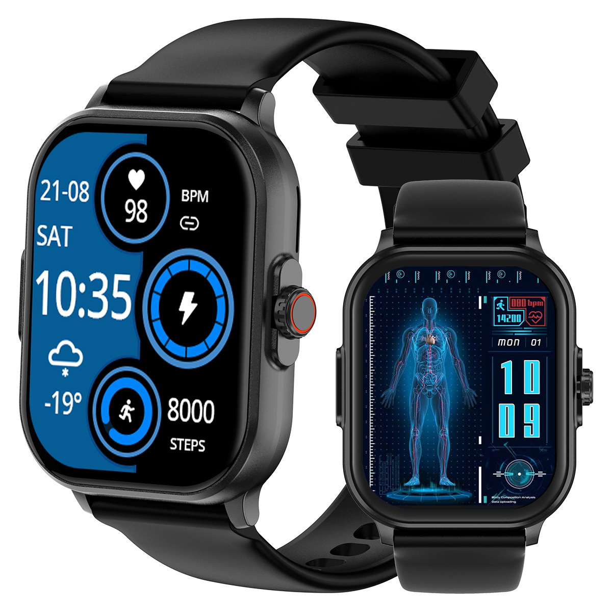 新品E02智能手表ECG心电测量心率血压血氧运动计步多功能通话手环