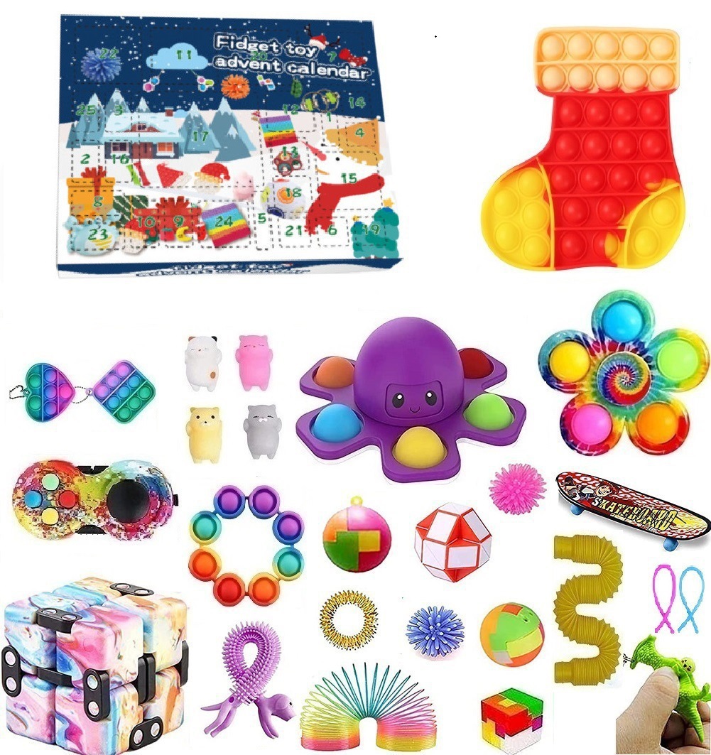 Caja ciega de Navidad transfronteriza Regalo de fiesta para niños Descompresión DIY Desgarrado Calendario de cuenta regresiva Caja ciega Juguetes navideños