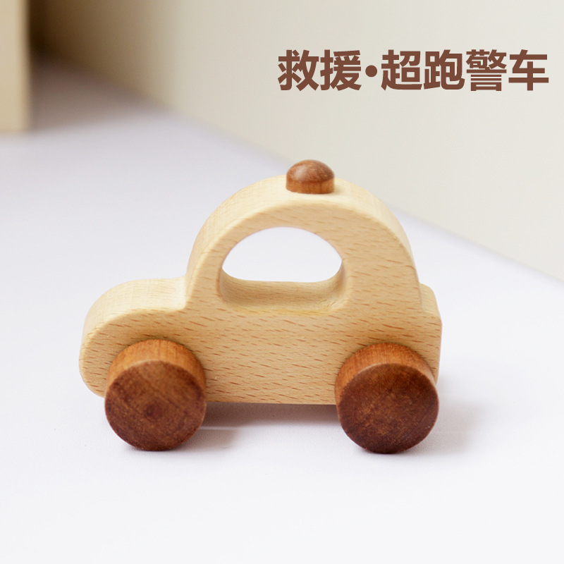 実木無漆乳幼児学登は救急車パトカー消防車少年玩具2345歳MDをかじることができる