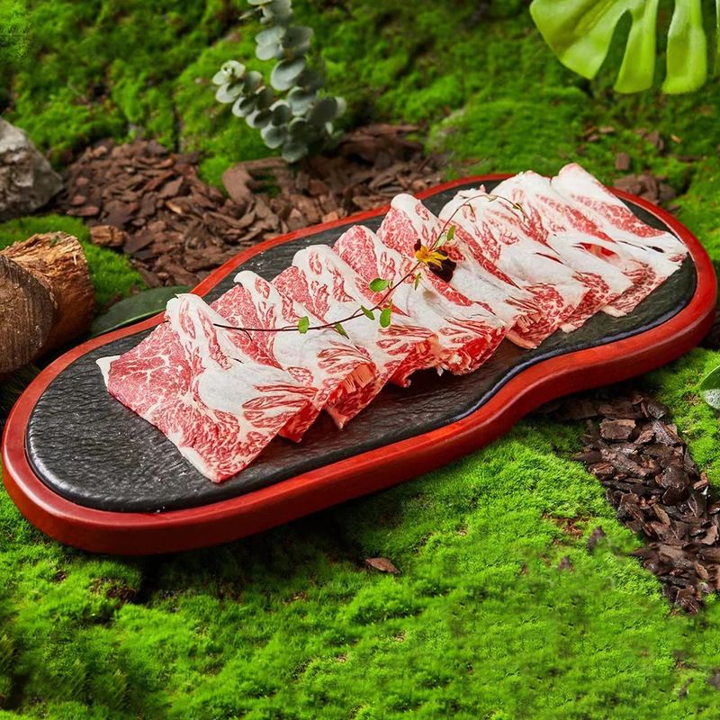 Net red creative old Beijing copper pot shabu-shabu plate hand-cut fresh mutton flat plate shaped solid color frosted irregular plate Net red creative old Beijing copper pot shabu-shabu plate hand-cut fresh mutton flat plate shaped solid color frosted irregular plate