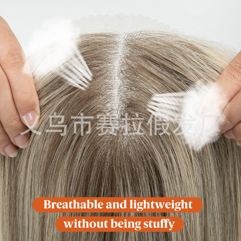 Amazonクロスボーダー貿易ハンドフック気質ロングストレートヘア軽くてシームレスなロングヘア染めグラデーションブラウンスイスネット|undefined