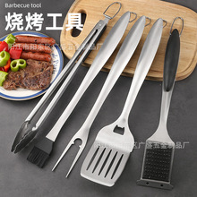 BBQ现货 不锈钢五件套烤具户外家用烧烤叉铲夹刷子布袋套装 工具