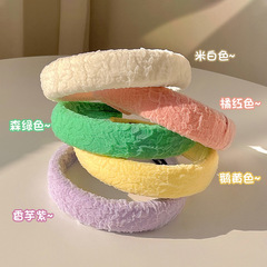 Candy-colored pleated sponge hair clip for women, bohemian versatile height-enhancing forehead headband Korean-style super fairy hair pin head accessory wholesale