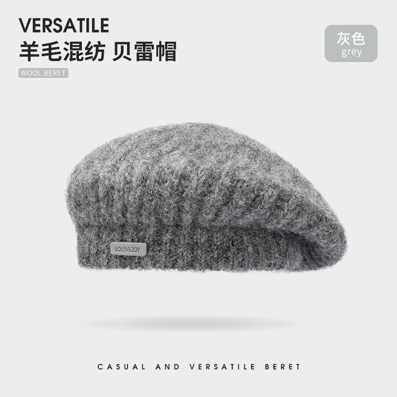 Otoño e Invierno estilo coreano de punto boina pintor sombrero de las mujeres de la circunferencia de la cabeza grande cara pequeña todo fósforo sombrero de lana caliente sombrero frío