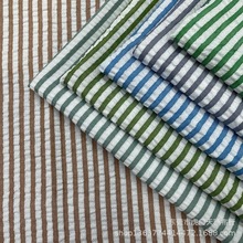 现货梭织涤纶泡泡布色织条纹间距0.3厘米 梭织涤棉0.3厘米泡泡条