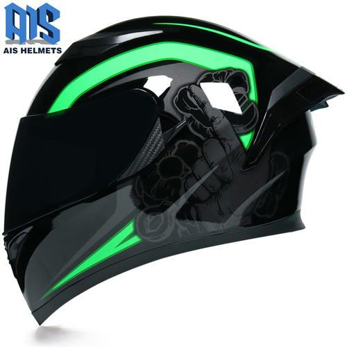 Aishi Men's and Women's Electric Motorcycle Helmet: Full-Face, Visor-Type Design with Cool Personalized Look—Perfect for Summer Riders, Plus Bluetooth-Compatible Horns