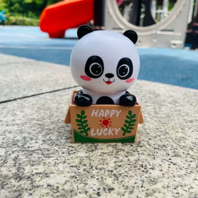 New Solar Panda Shake Head Car Ornaments Creative Cartoon Swing Doll Car Jewelry Gifts (Car ornaments) - panda-happy