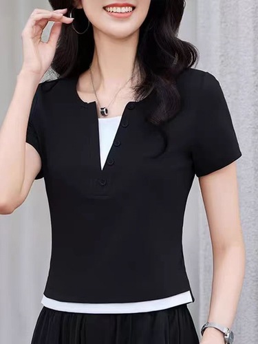 2025 Summer Women's Short-Sleeve Two-Piece Set: Sleek, Slimming, and Versatile Commuter Tops
