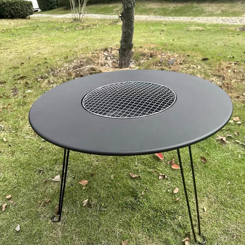 Estufa té cocinar al aire libre barbacoa estufa de carbón plegable con hornear brasero té olla caliente calefacción interior pequeña mesa redonda