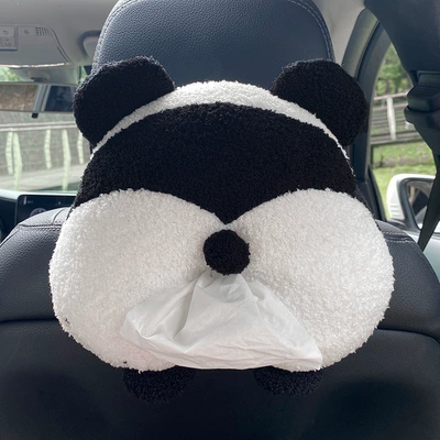 Car tissue box/set, tissue holder - panda-butt-tissue-box-single