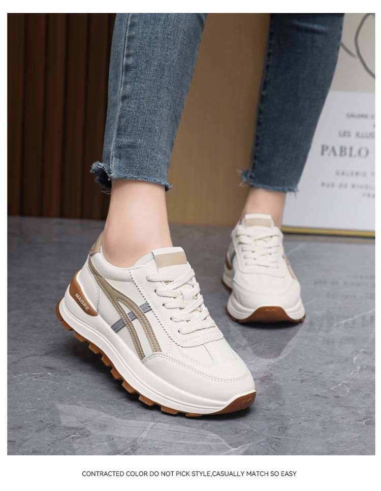Fashionable 2026 New Model Sports Versatile Soft-soled Student Running Casual Shoes Soft Leather Women's White Sneakers_vogvips.com