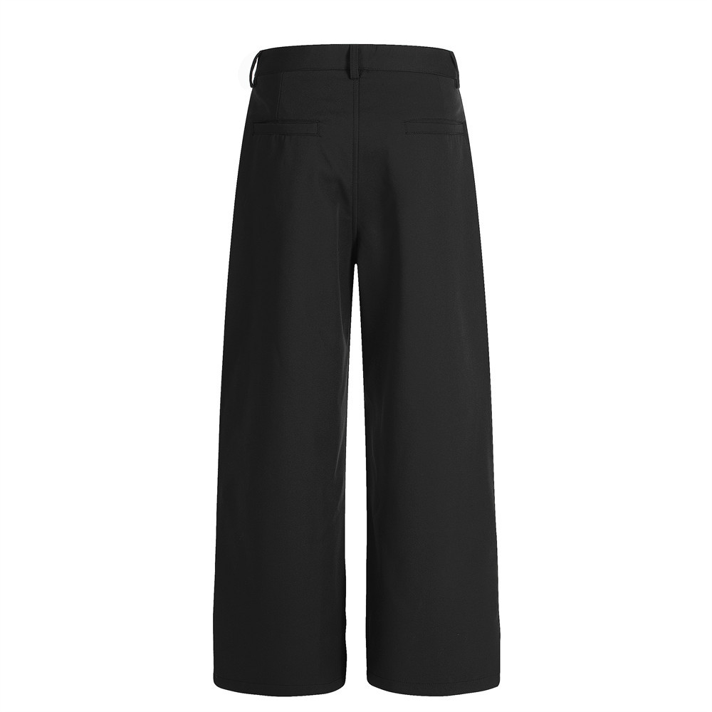 Pantalon de costume ample à jambes larges pour homme, marque Vibe Trendy, design plissé en trois dimensions, couleur unie, longueur au sol._voghion.com