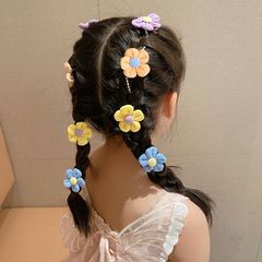 Creative Flower Diamond Chain Braided Hair Clip with Chic Candy Color Bow, Sparkling Hair Chain, Sweet Invisible Hair Accents
