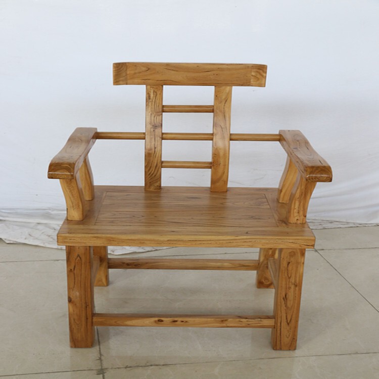 Factory Direct Sales Old Elm Wood Dining Chair Chinese Style Solid Wood Office Chair Ming and Qing Dynasty Antique Furniture Chair Three-Piece Set Boss Chair