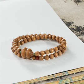 老山檀香葫芦双圈手串禅意风精雕葫芦双层叠戴显雅致日常百搭手链