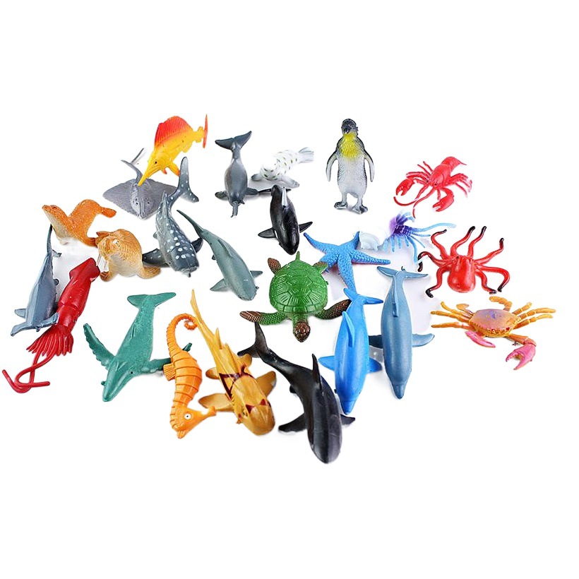 Modelo de simulación de animales marinos transfronteriza 24 pingüino tiburón ballena estrella de mar fábrica de juguetes para niños al por mayor
