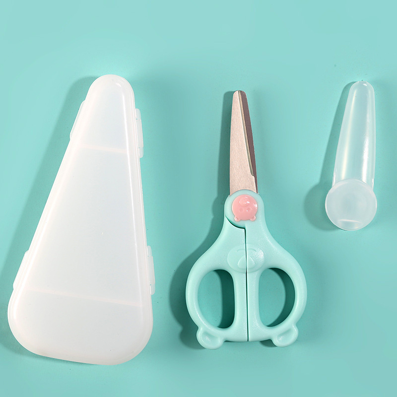 Tijeras de cerámica para bebés en stock tijeras de cerámica para bebés tijeras de alimentos tijeras para bebés caja de almacenamiento portátil cortador de verduras cortador de carne sin