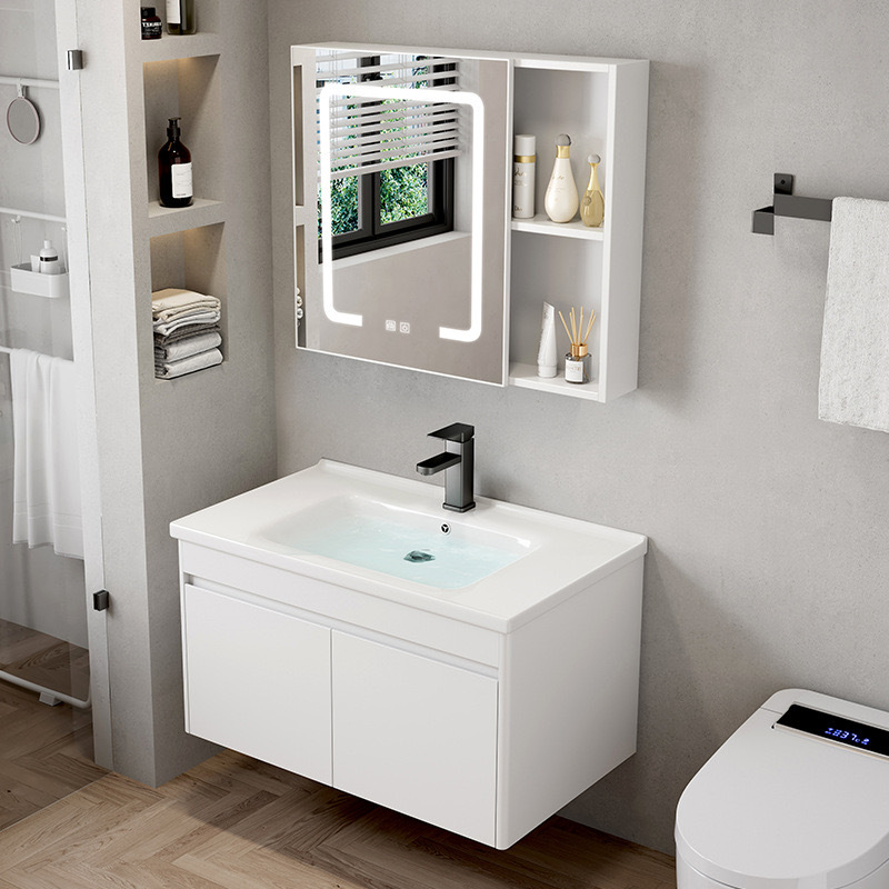 Hotel bathroom wash basin cabinet combination small apartment bathroom cabinet integrated ceramic wall-mounted wash basin wash table Hotel bathroom wash basin cabinet combination small apartment bathroom cabinet integrated ceramic wall-mounted wash basin wash table