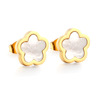 Cute earrings stainless steel, advanced accessory, European style, simple and elegant design, flowered, high-quality style