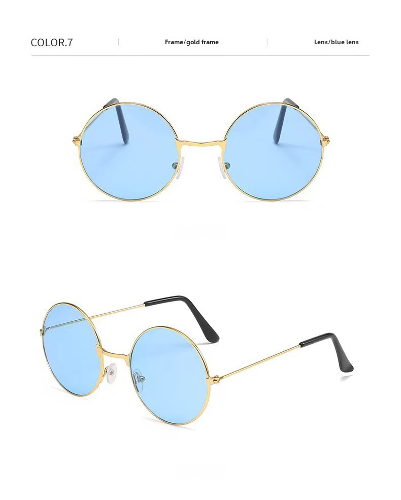 Retro Runde Metall Sonnenbrille Sonnenbrille Neue Unisex Flache Brille Farbe Marine Brille Großhandel_voghion.com