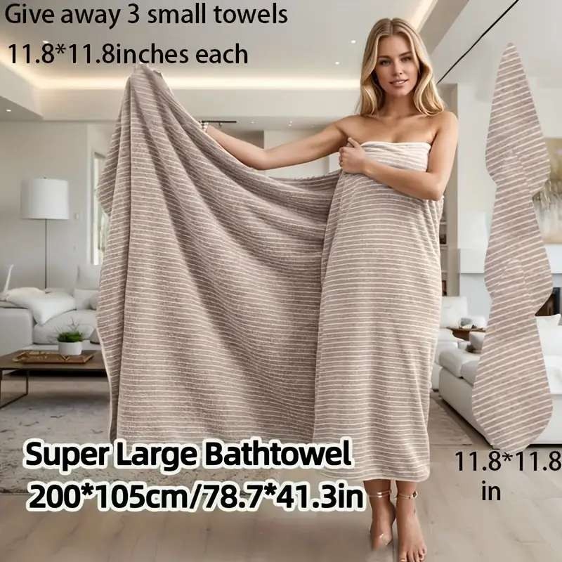 105*200 Extra Large Bath Towel Thickeneded Coral Velvet Soft Absorbent Quick Drying Non-Shedding Bathroom Beach Towel Cross-Border Bath Towel