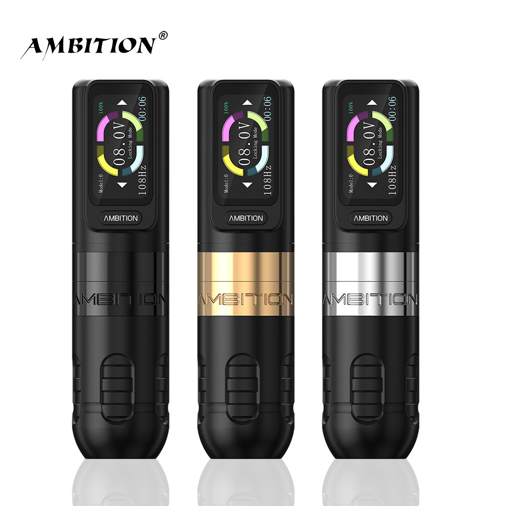 Ambición pantalla a color táctil barra recta tatuaje pluma motor sin escobillas línea de corte niebla todo en una máquina de tatuaje equipo herramienta