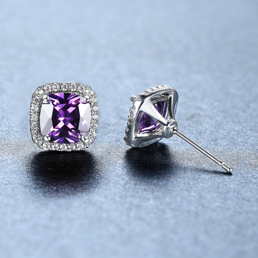 Fashion Geometric Copper Inlay Zircon Ear Studs 1 Pair