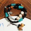 Ceramics, bracelet, retro chain, ethnic elastic jewelry, Chinese style, ethnic style