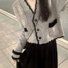 法式小香风短款开衫毛衣女2025秋装新款高级感针织衫外套上衣
