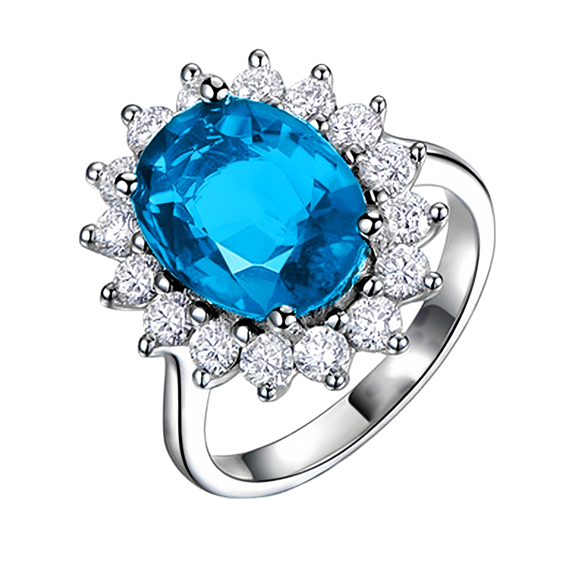 Princess Diana Style Tanzanite Sapphire Adjustable Open Ring_voghion.com