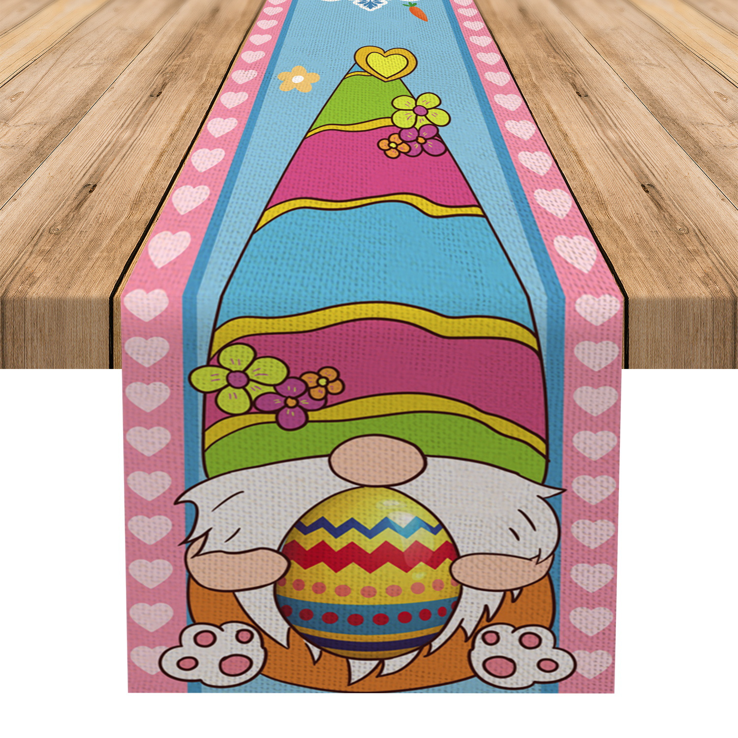 Transfronterizo nuevo camino de mesa de Pascua decoraciones de interior creativo de dibujos animados impreso huevo de conejo mantel al por mayor