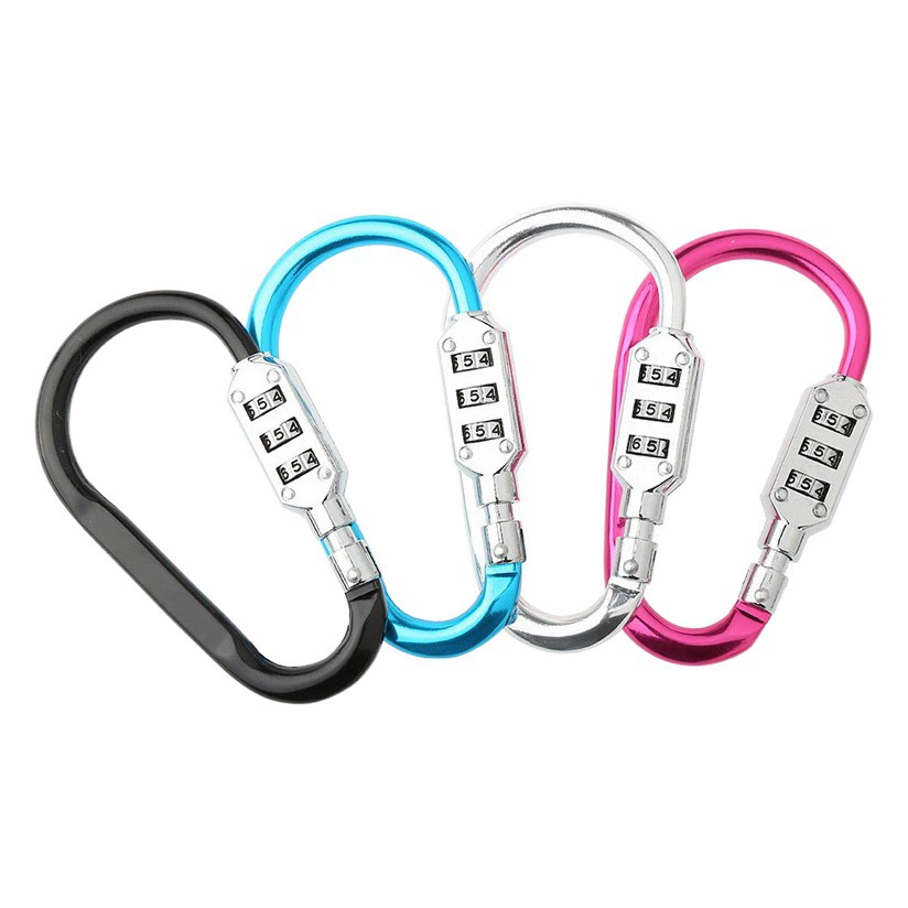 Универсальный портативный D-образный карабин для наружного применения с кодовым замком, для рюкзаков, электросамокатов и шлемов