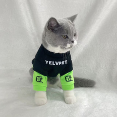 秋冬猫犬潮牌服布人形猫青猫毛落ち防止小型犬雪納瑞ペット加毛満和