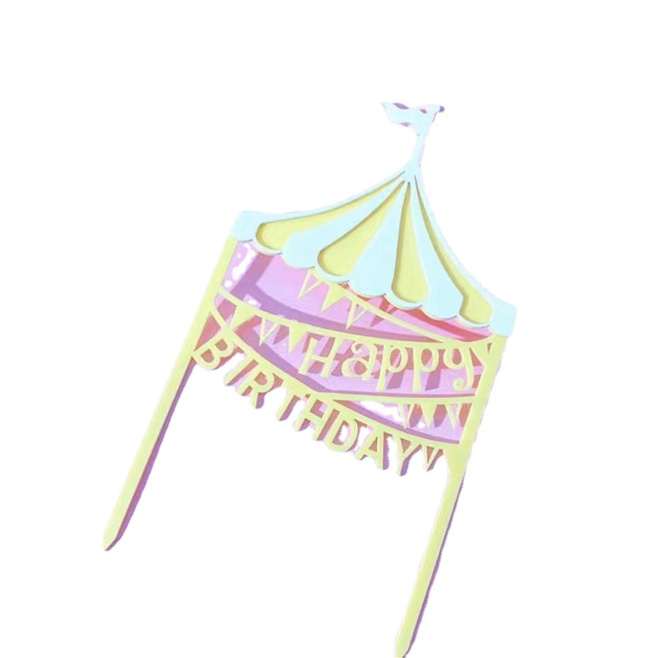 Playground color caramelo decoración hornear Feliz cumpleaños Tarjeta de acrílico inserción suministros fiesta cumpleaños los niños