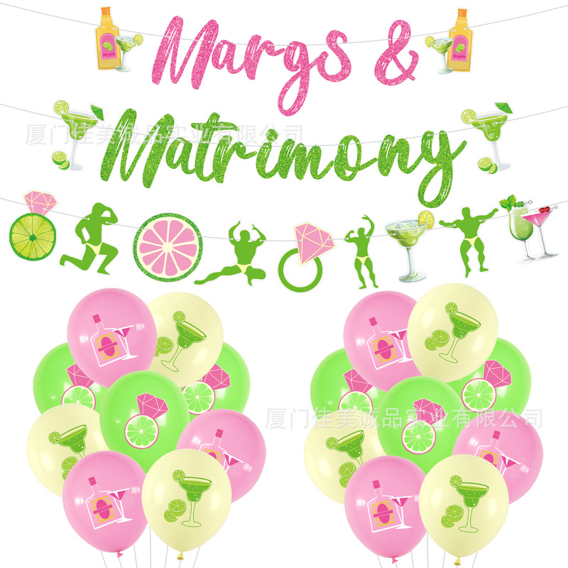 New bachelor party theme decoration suit atmosphere layout supplies scene decoration paper string balloon tassel flag