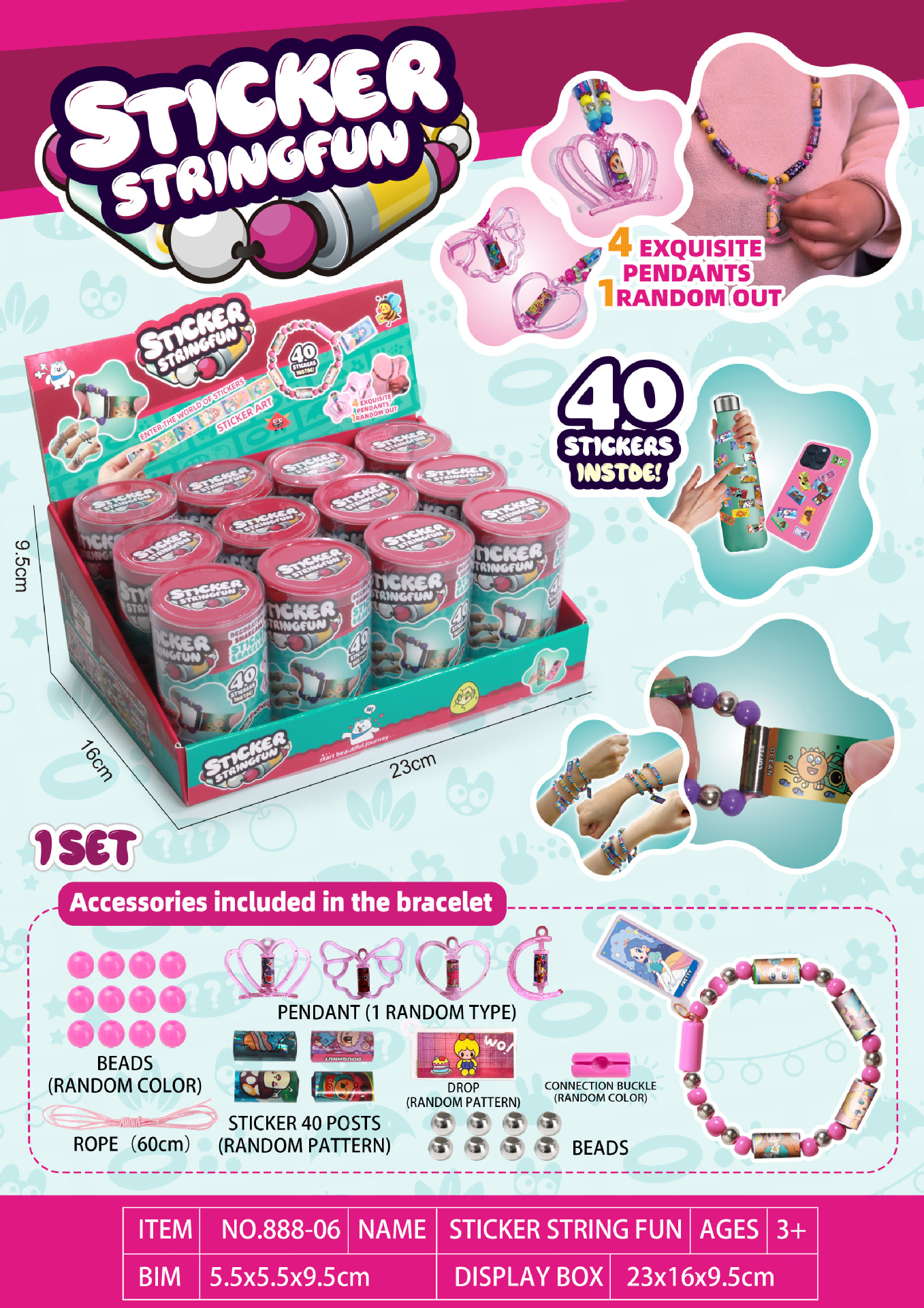 Pegatinas de juguetes para niños pulseras STICKI ROLL productos acabados creativos accesorios pegatinas de cuentas transfronterizas